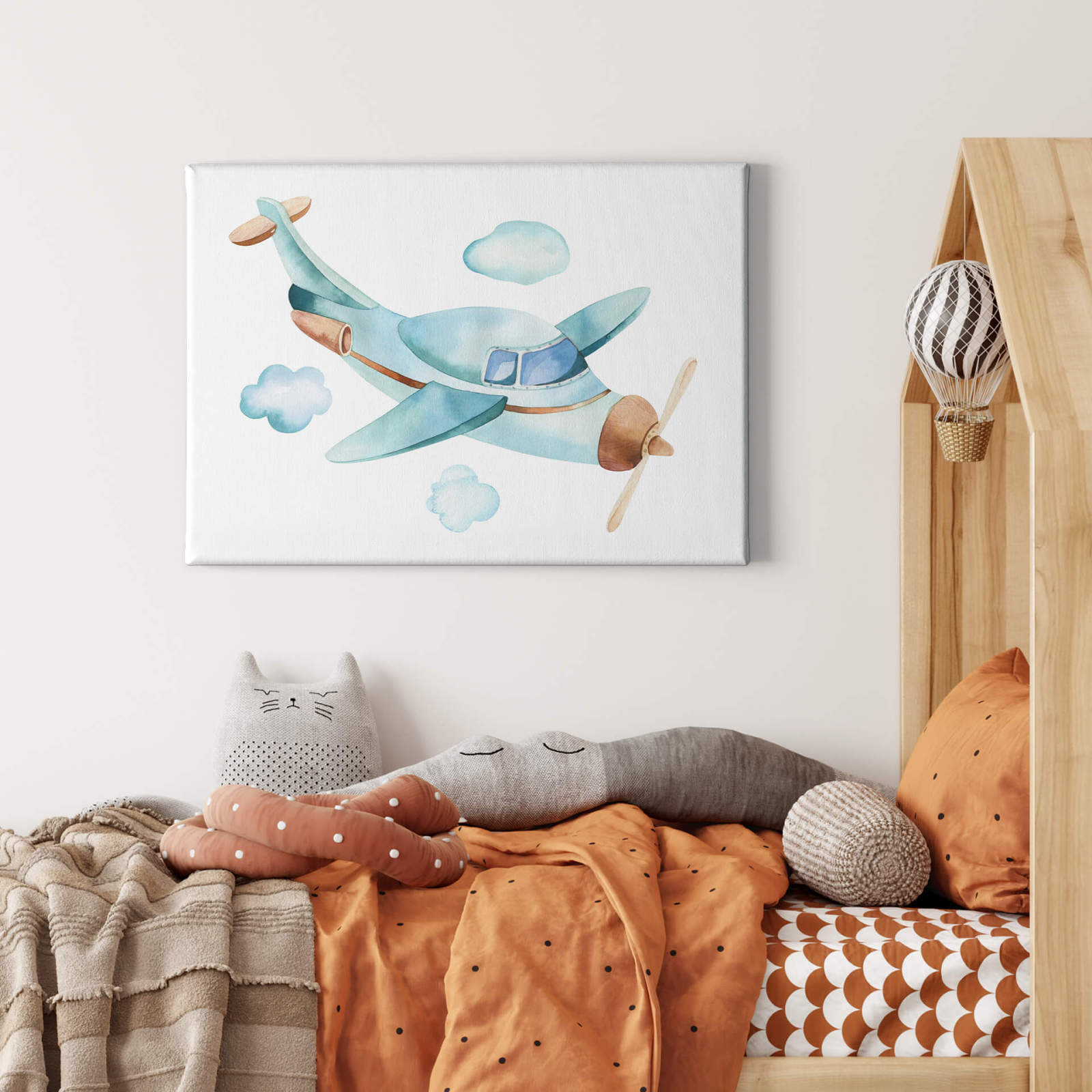 Leinwandbild FLUGZEUG - braun-türkis - 70x50 cm