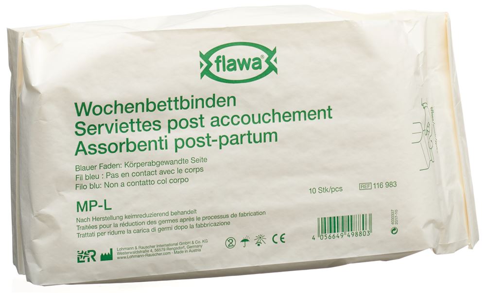FLAWA Wochenbettbinden MP-L<br>10 Stück, Beutel, keimreduzierend behandelt