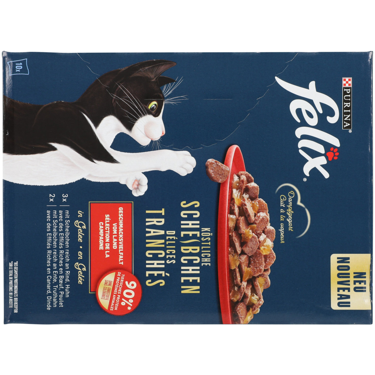 Felix Delicious Slices Katzenfutter in Gelee Fleisch 10x80g