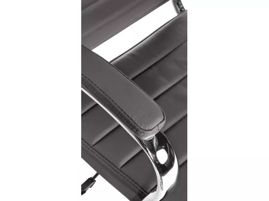 Chaise de bureau - Véritable cuir & Blanc - Gris - Mollis