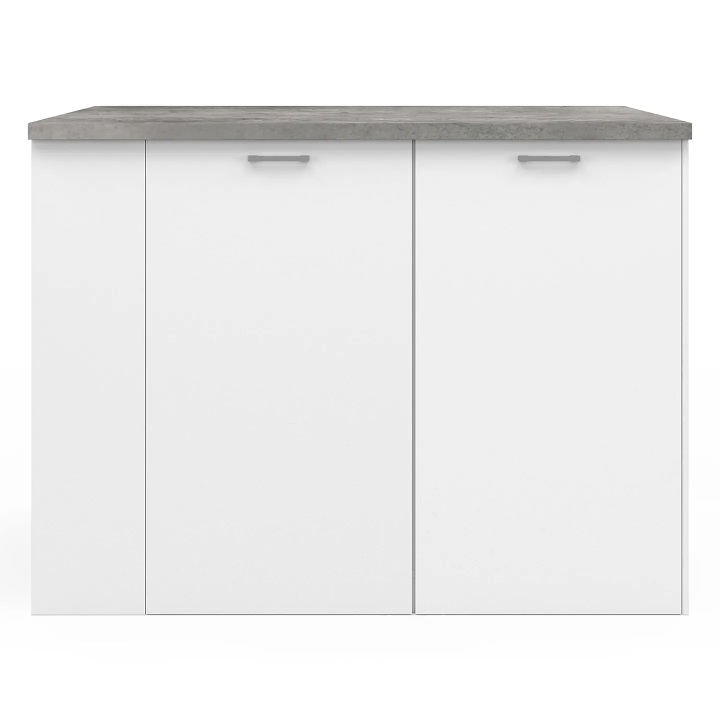 Ilot central TIBO 120 cm bois blanc avec plan de travail façon béton