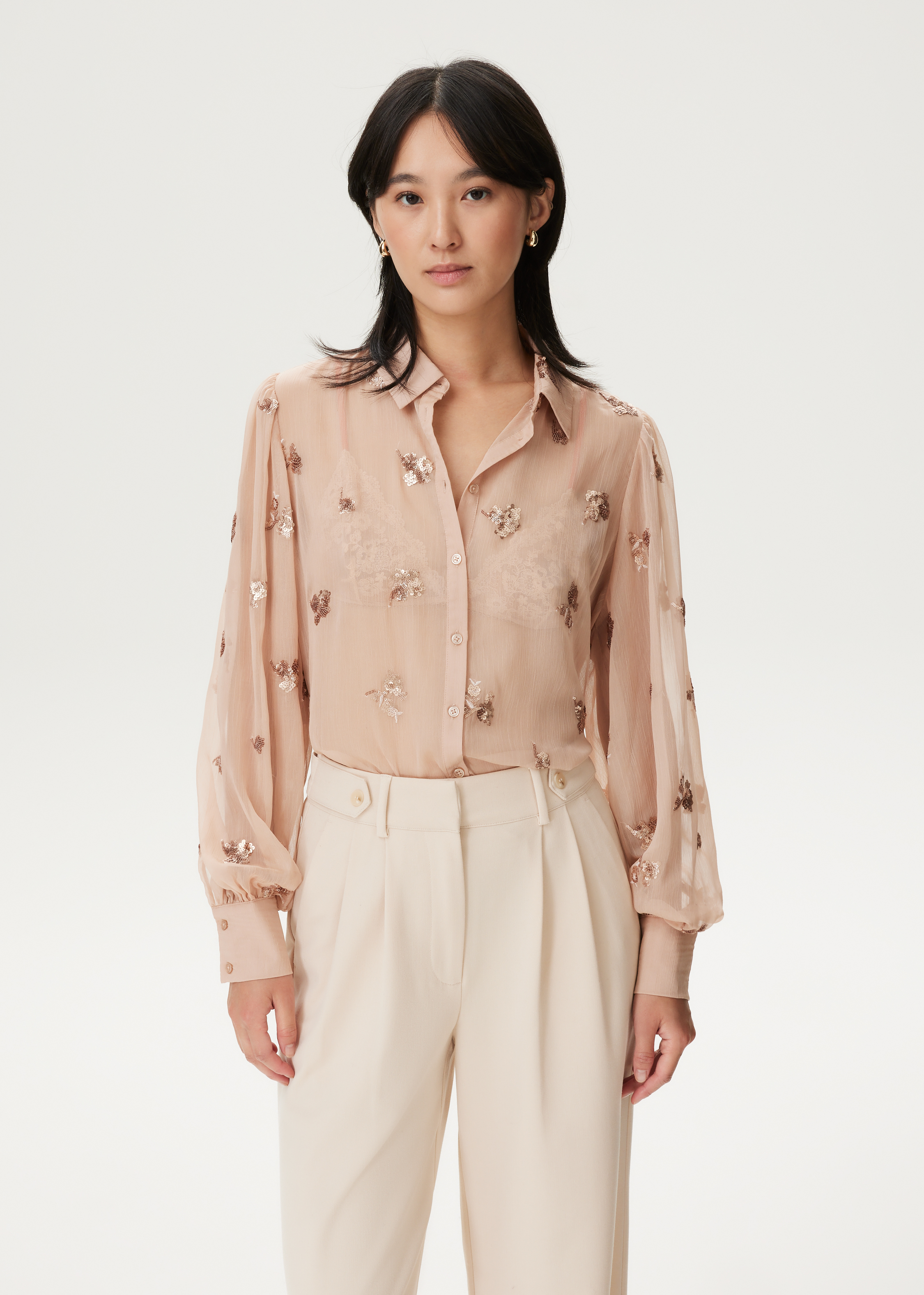 Blouse met bloemen pailletten