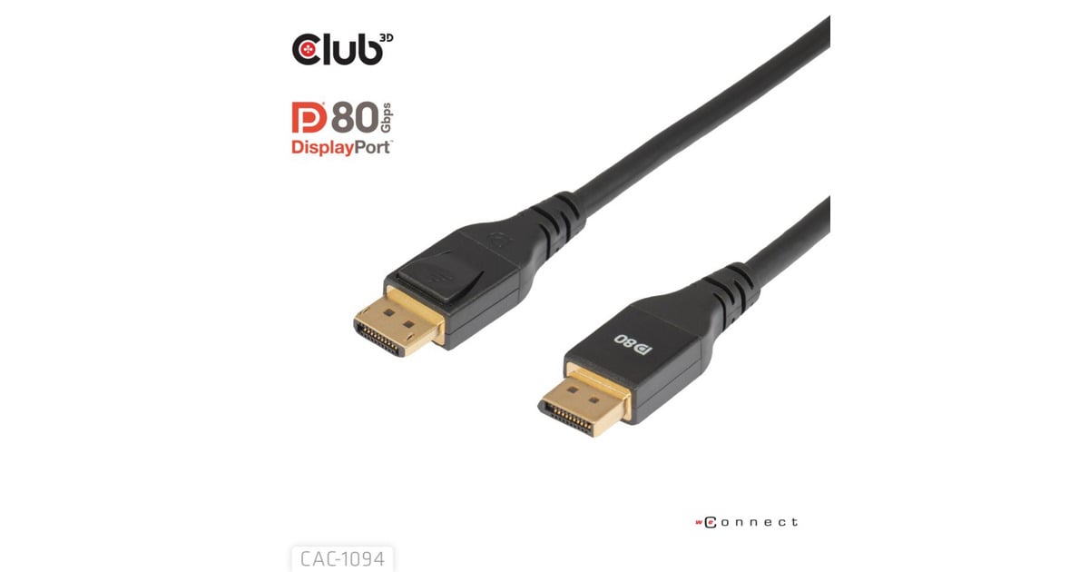 Club 3DDisplayPort 2.1 VESA DP80 Certified kabel 8K240Hz 2m  (Zwart)