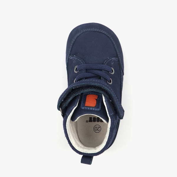 Groot leren babyschoenen donkerblauw met sterren
