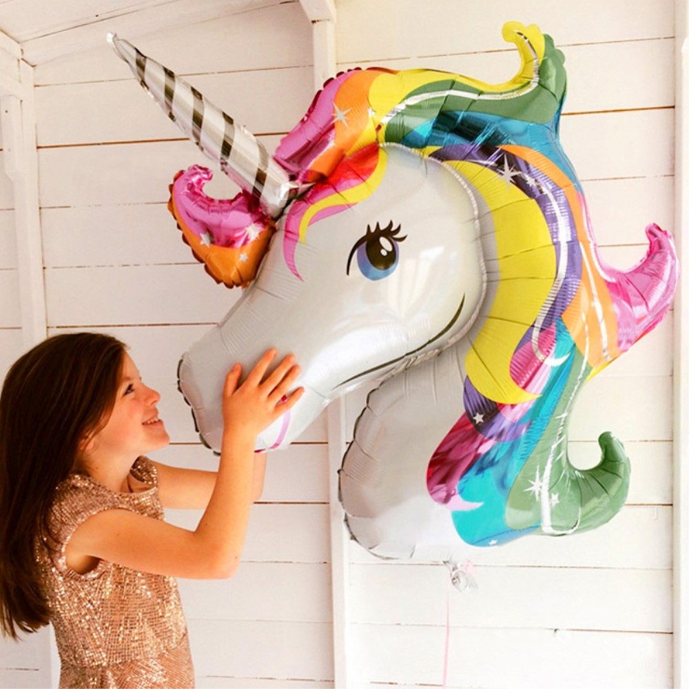 (88x108cm) Einhorn Kinder Party Ballon Folien Luftballon - Lila