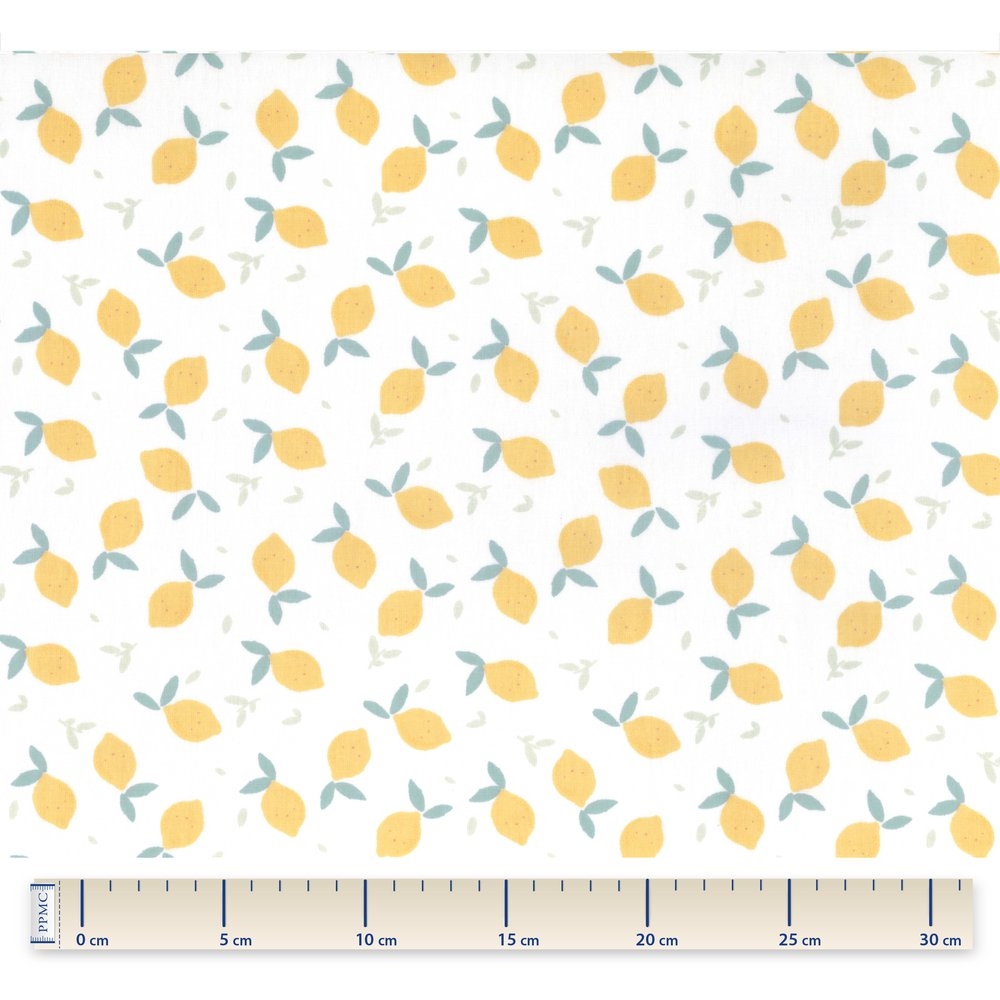 Tissu Enduit Au Mètre Citrons Jaune Blanc Ex1056