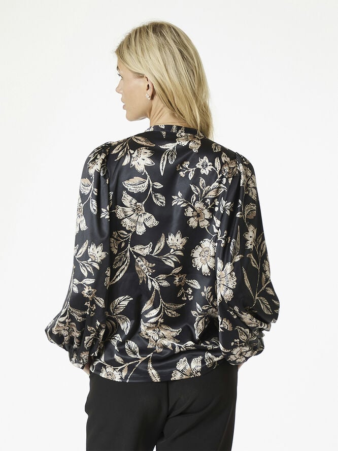 Neo Noir Nani Canvas Flower Blouse Dark navy