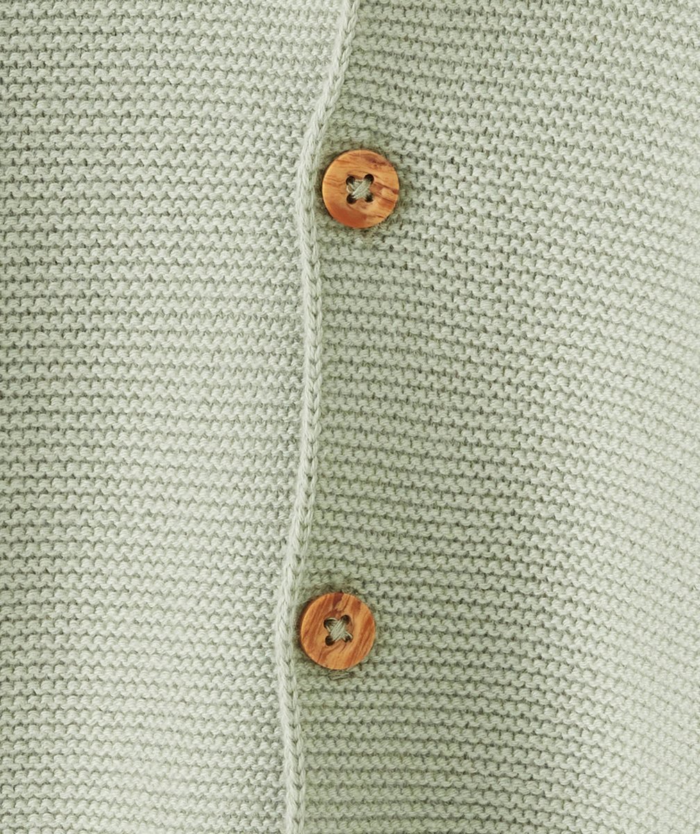 CARDIGAN À CAPUCHE BÉBÉ EN COTON BIOLOGIQUE VERT D'EAU