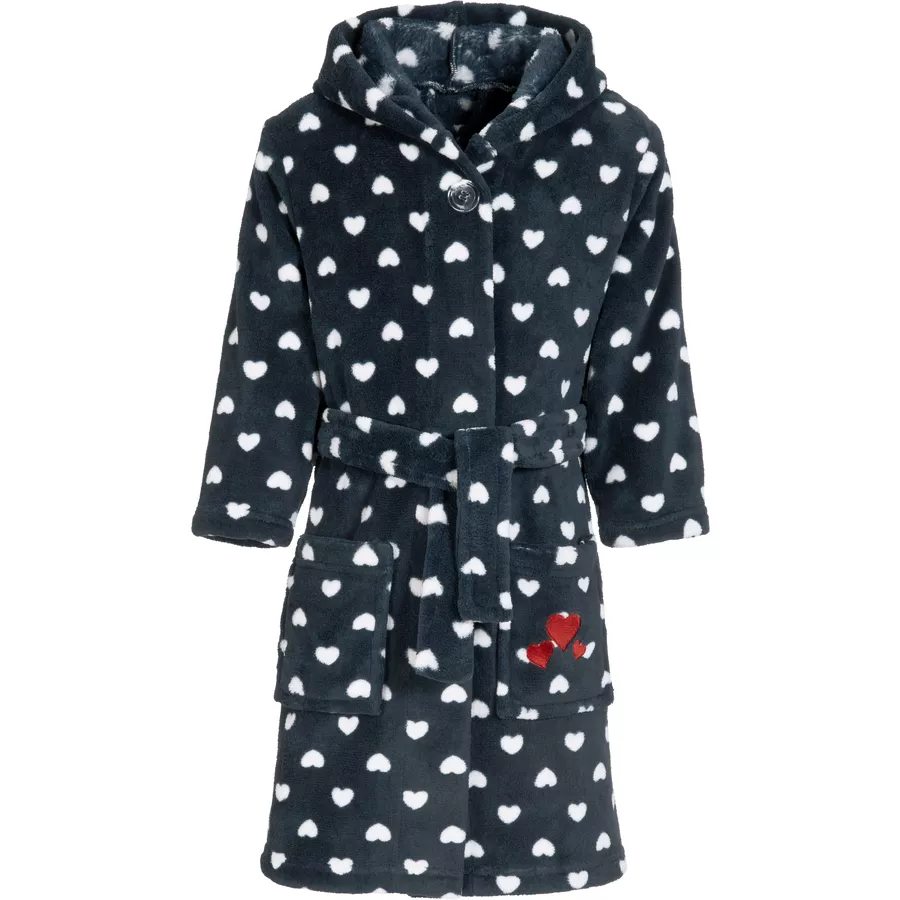 Playshoes Fleece-Bademantel Herzchen marine
