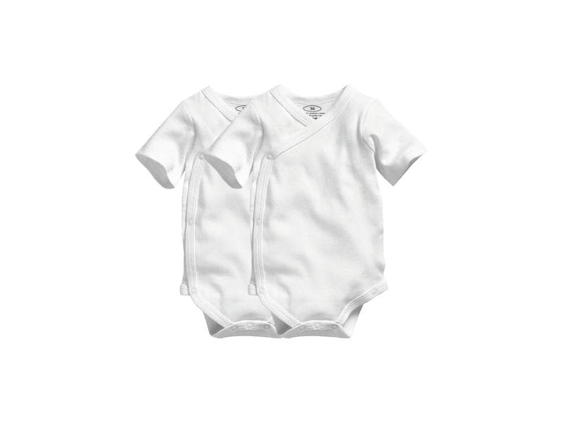 Playshoes Kurzarm-Wickelbody 2er Set Gr. 56 Weisse Wickelbodys im 2er Pack