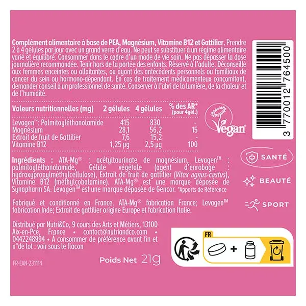 Nutri&Co Confort Menstruel Règle Douloureuses SPM & Confort du Cycle 40 gélules