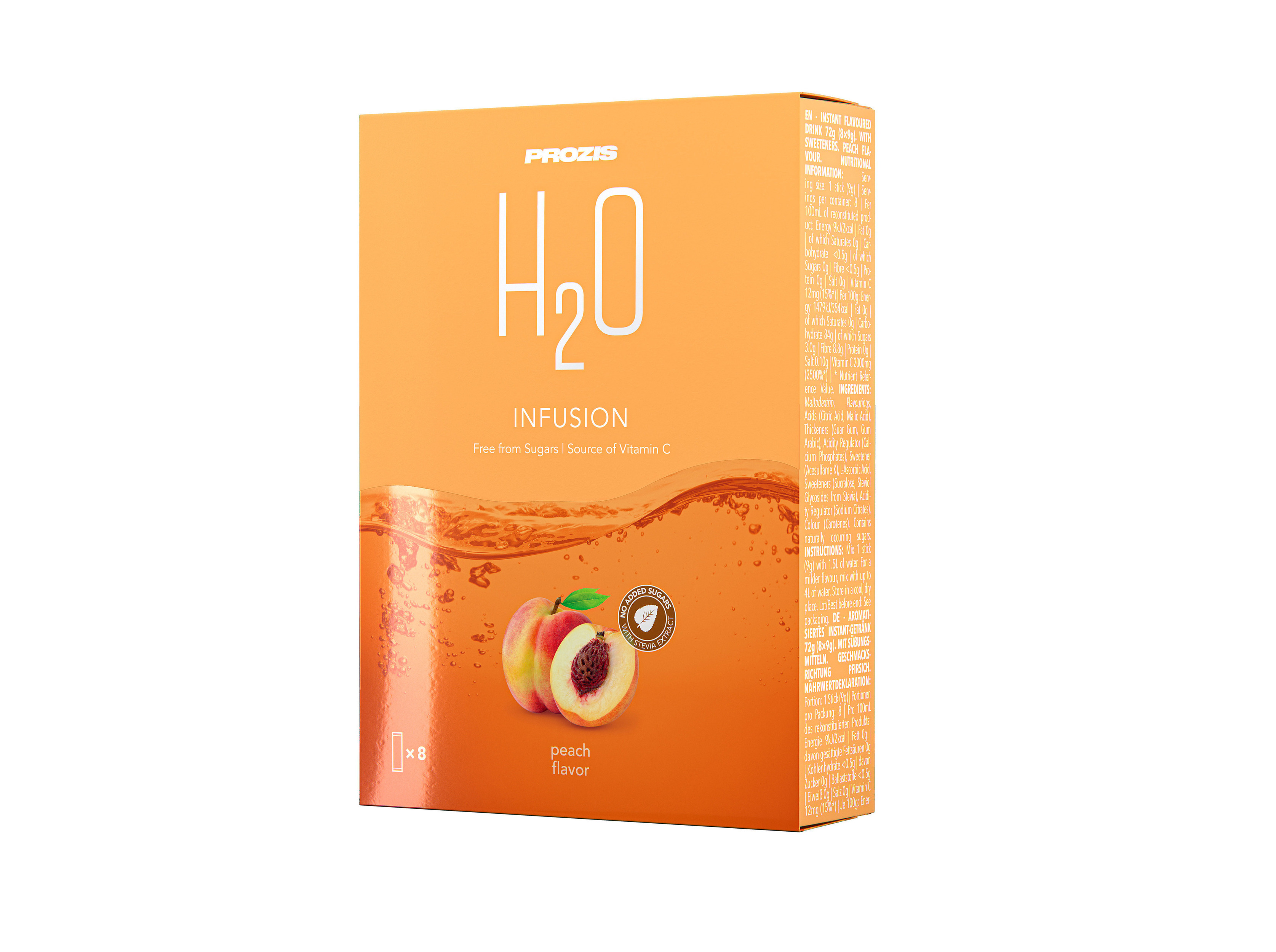 BEBIDA INSTANTÂNEA H2O PROZIS PÊSSEGO 72G (8X9G)