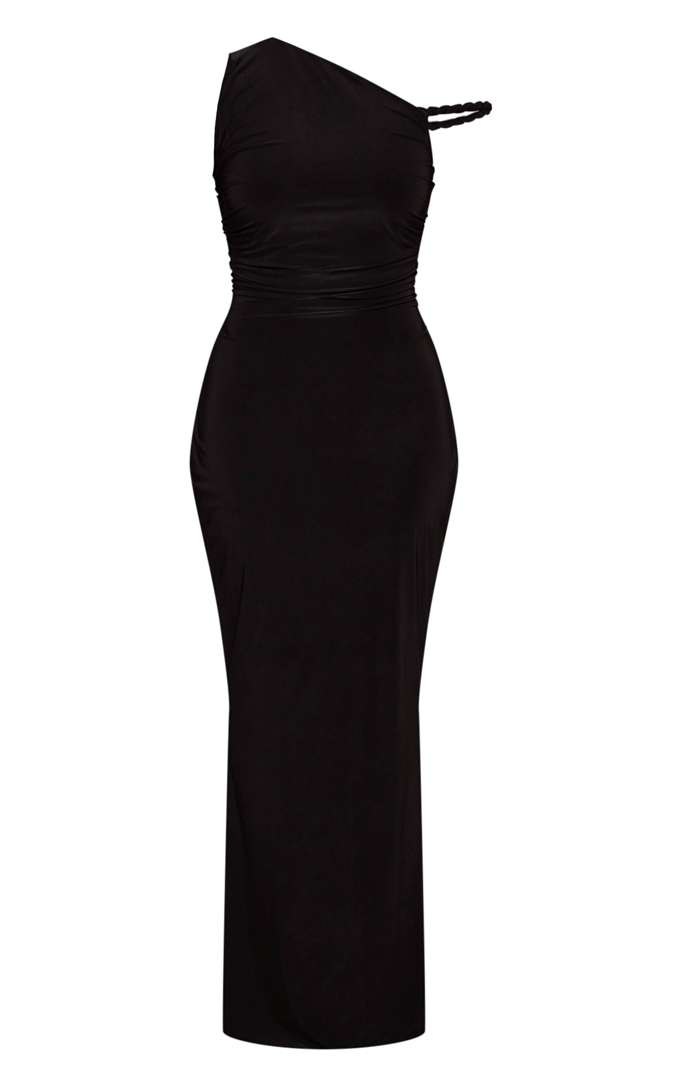 Noir Robe Maxi Moulante Shape À Détail Torsadé