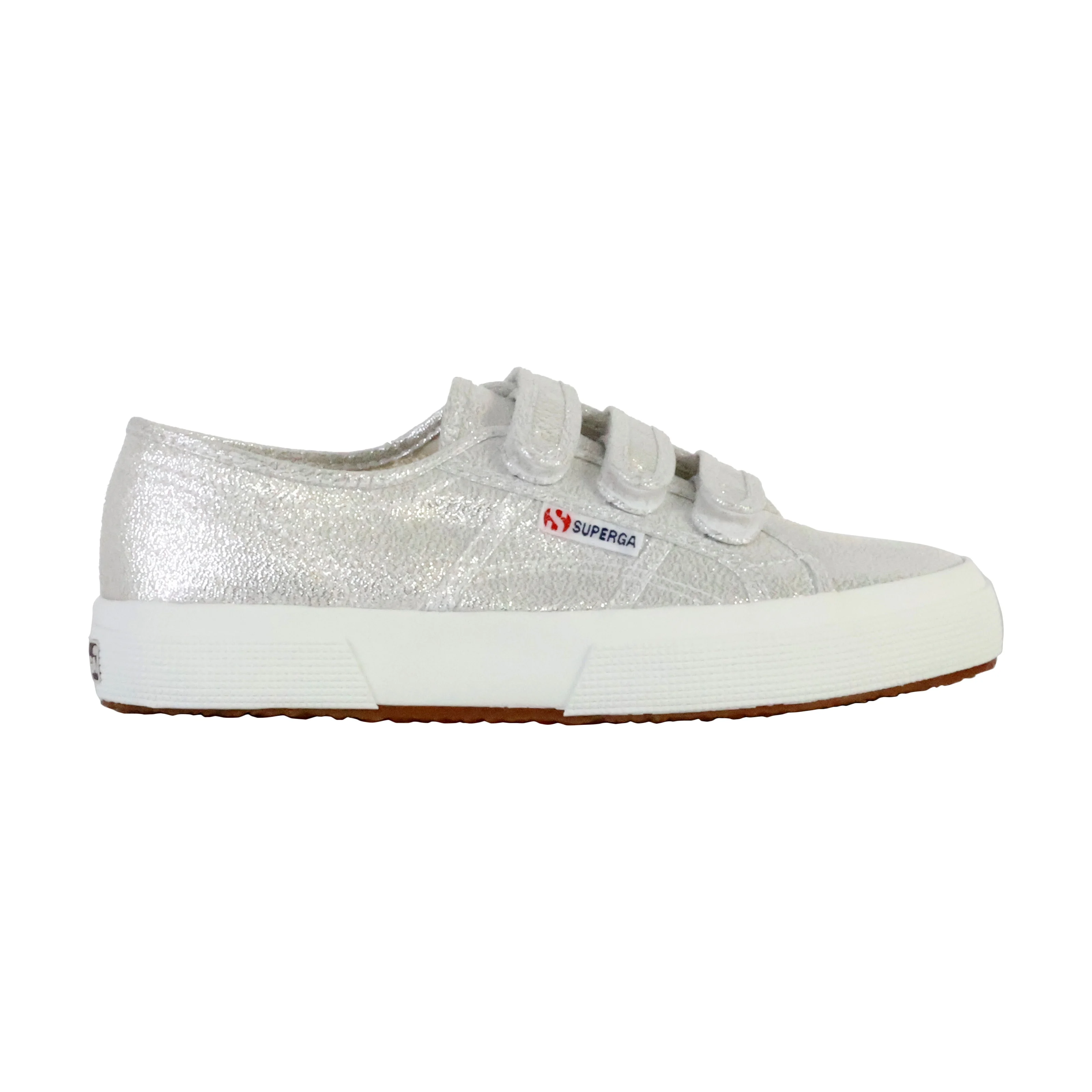 Basket basse à scratch superga straps lame | Gris