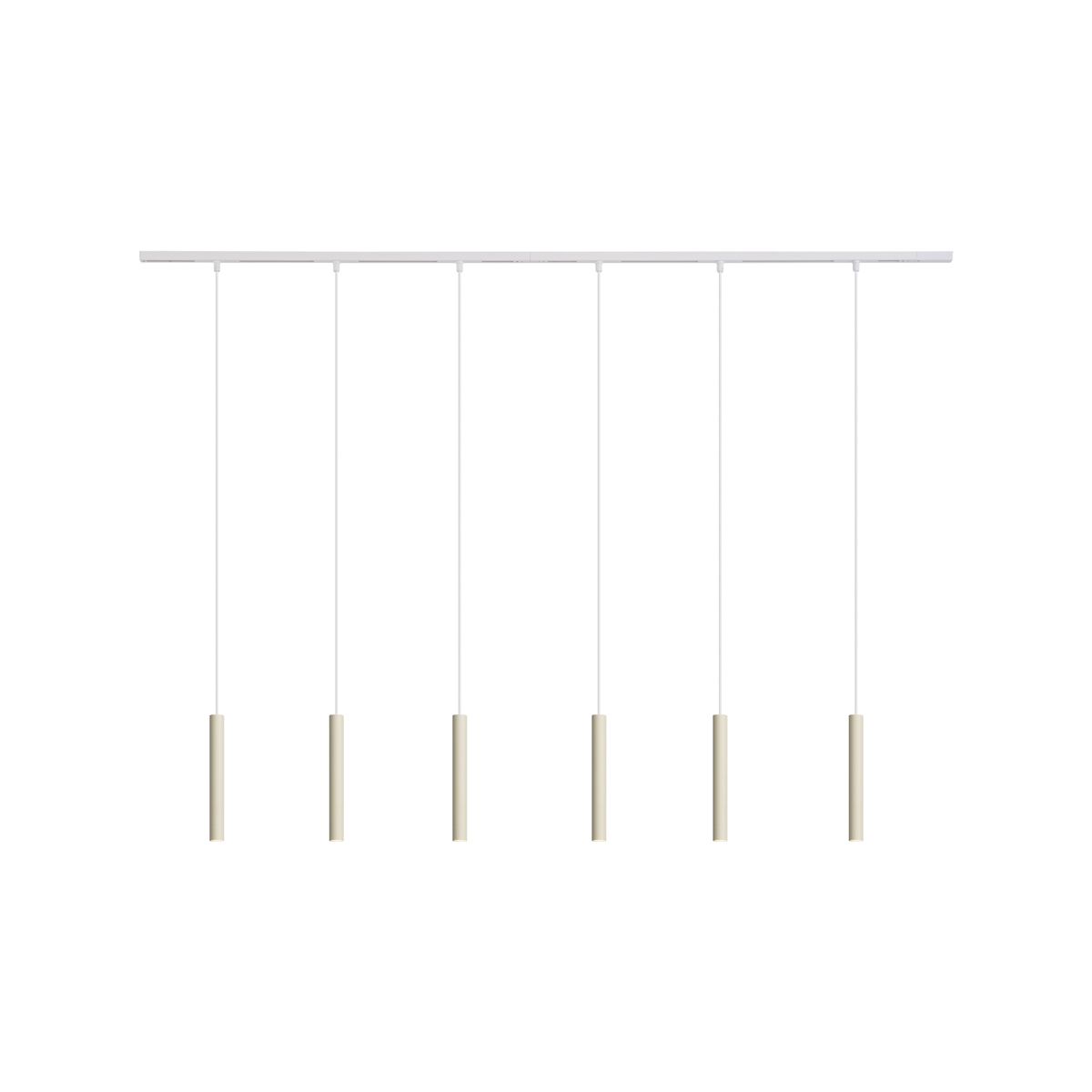 Modern railsysteem met 6 hanglampen beige met wit 1-fase - Slimline Keno