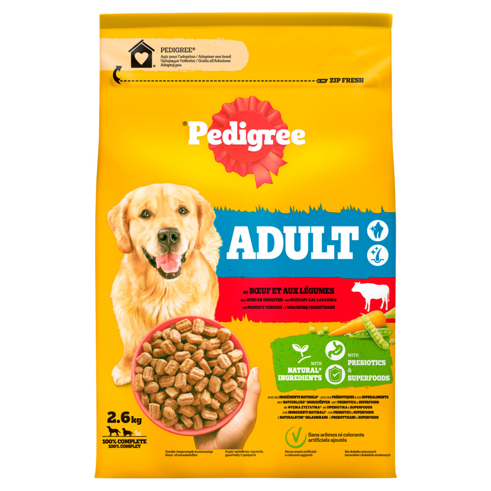 Pedigree AdultHondenvoer Hondenbrokken Rund en Groenten2,6 kg