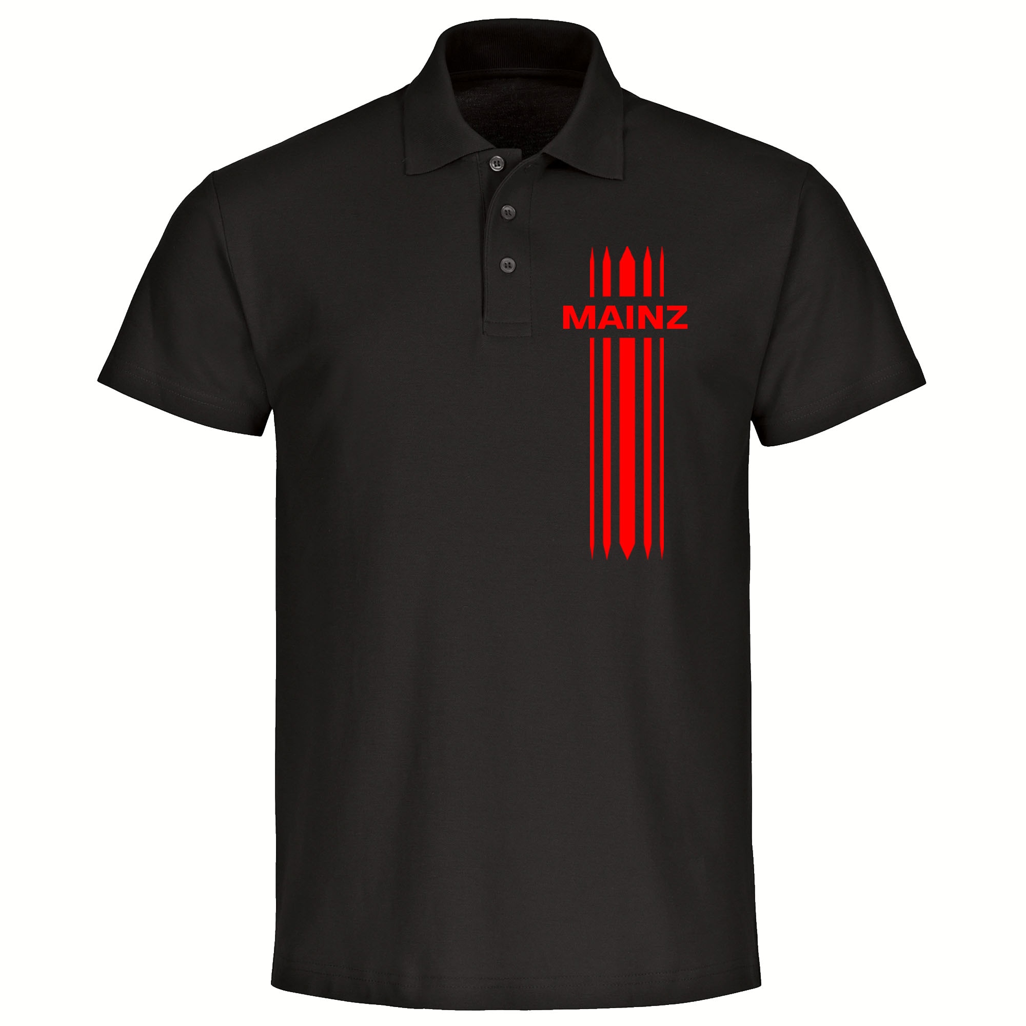 multifanshop® Poloshirt - Mainz - Streifen - Druck rot