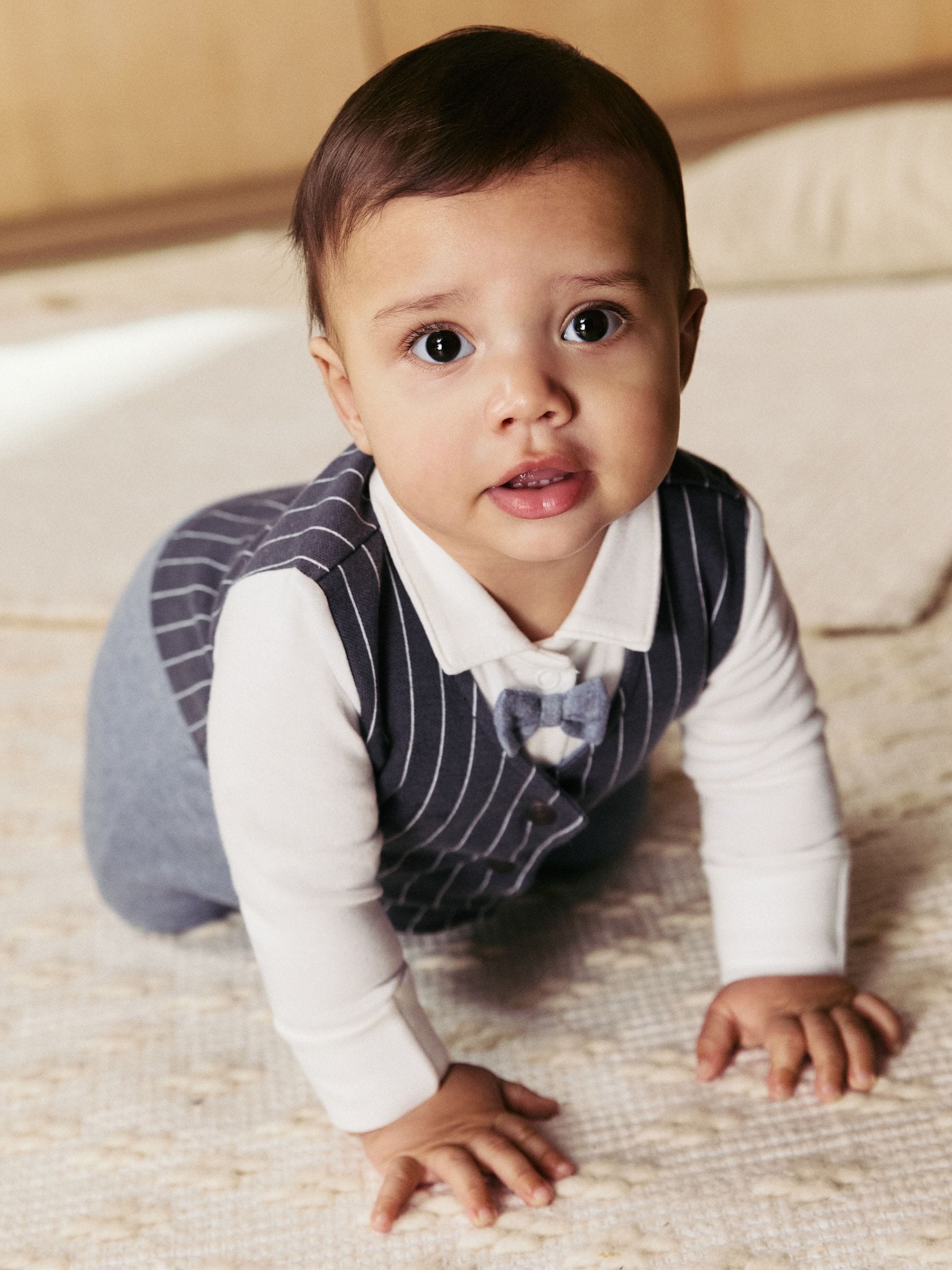 Marineblauw - Slimme baby pyjama met strik stropdas (0mnd-2jr)