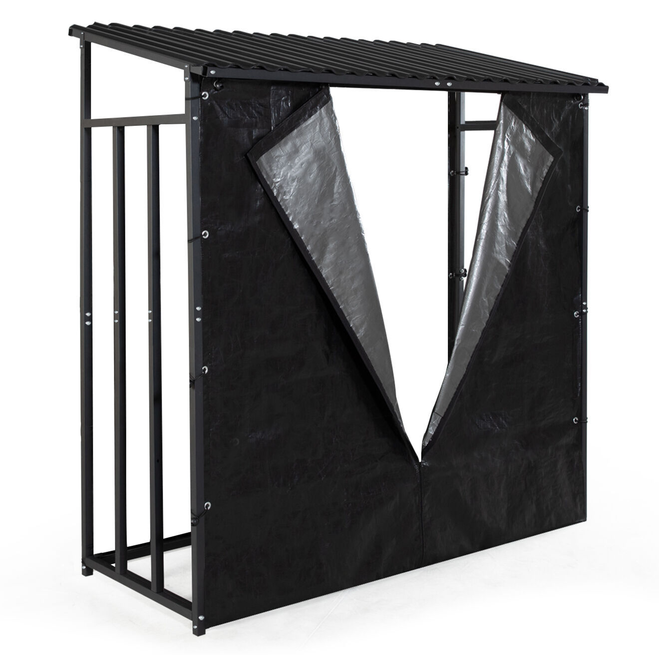 Pratik Garden Abri-bûches 3 stères avec housse de protection zippable noir - 185x70/90x170/185 cm
