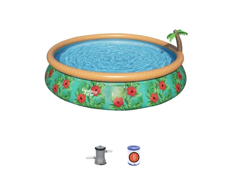 Bestway Fast Set 57416, 9677 L, Indrammet/oppustelig pool, Voksen & barn, Flerfarvet, 24,2 kg