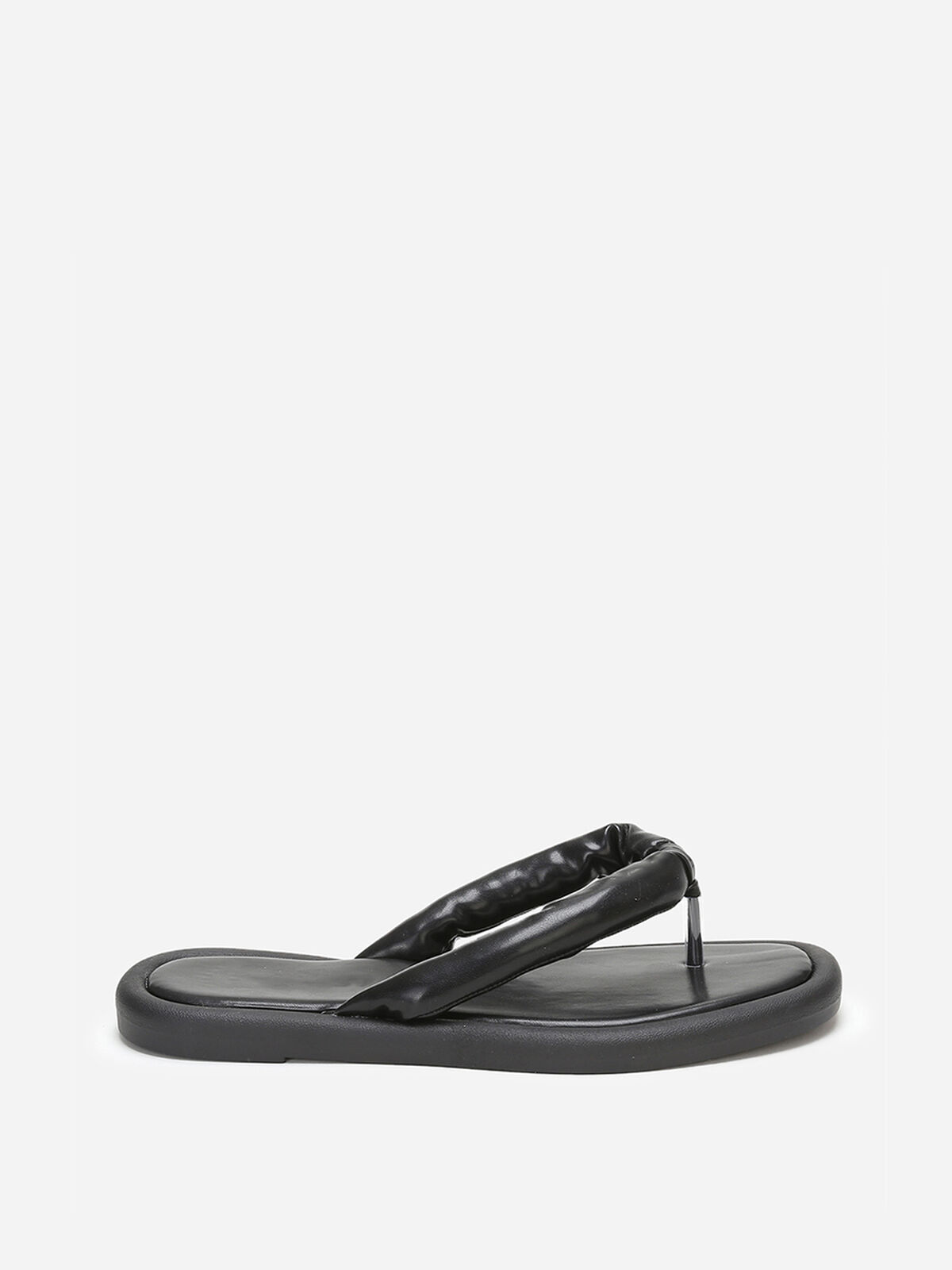 Tongs à bout carré et bride arrondie- Noir