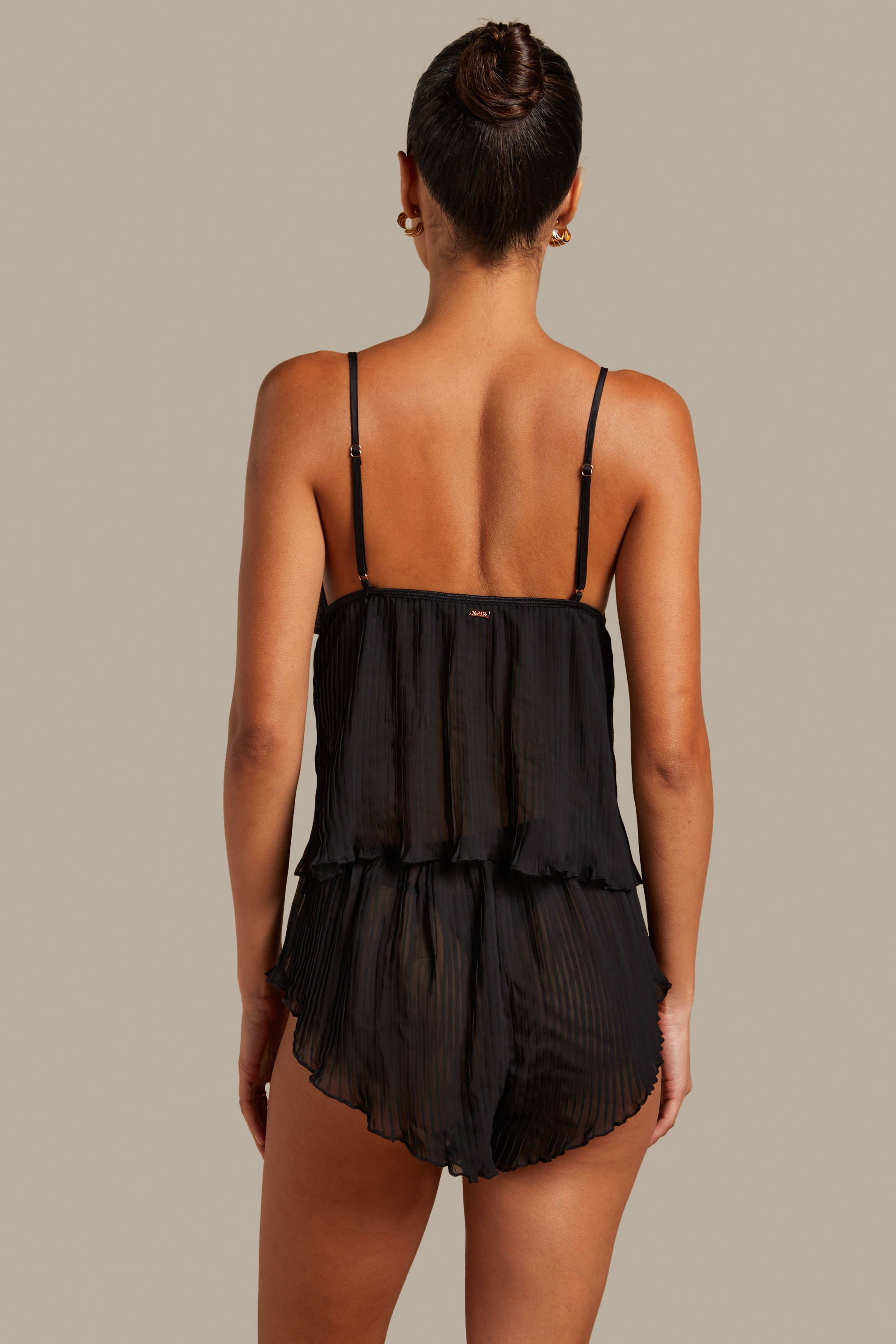 Hunkemöller plisse shortama Chiffon zwart