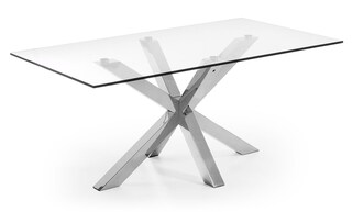 Kave Home Esstisch ARGO 160 x 90 cm stainless /Klarglas