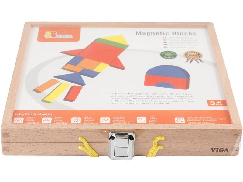 Viga Beschäftigungsspielzeug Magnetisches Activity Set Magnet-Formenspiel aus Holz