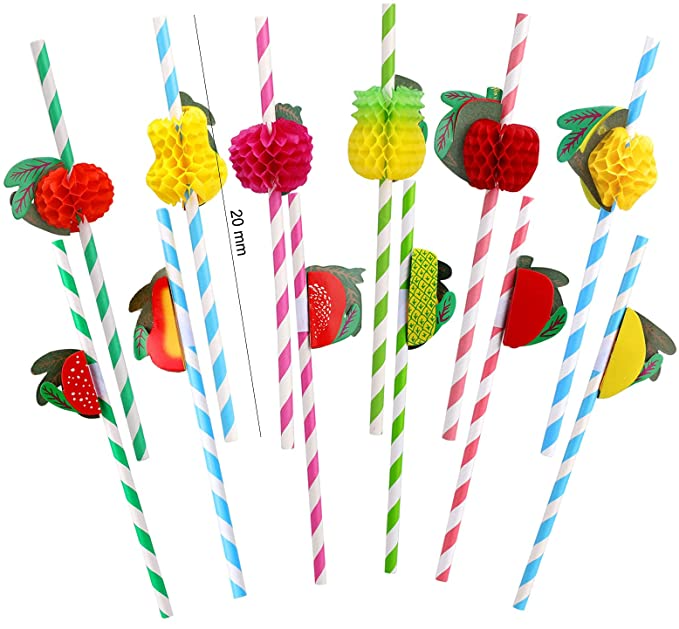 (130-tlg. Set) Party Getränke Deko Papier Strohhalme / Cocktail Schirmchen / Feuerwerk Sticks - Bunt