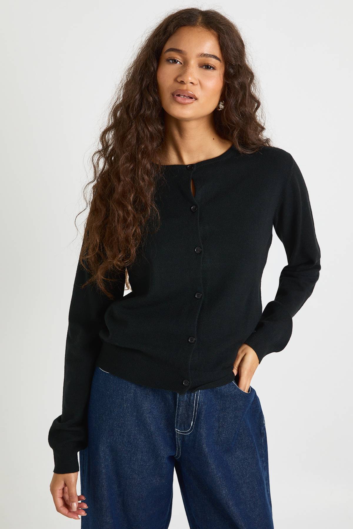 boohoo Cardigan tricoté à col rond ultra doux et léger