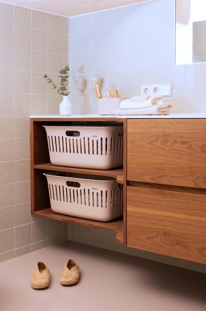 Collect-It Wasmand 40 liter, set van 2 - Soft Beige