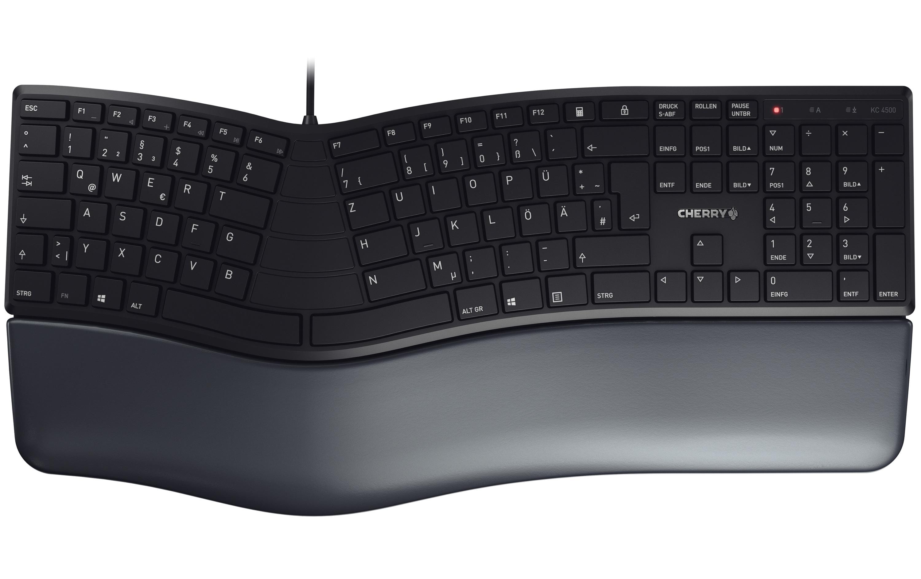 Tastatur KC 4500 ERGO DE-Layout SchwarzTastatur mit ergonomischer Bauform