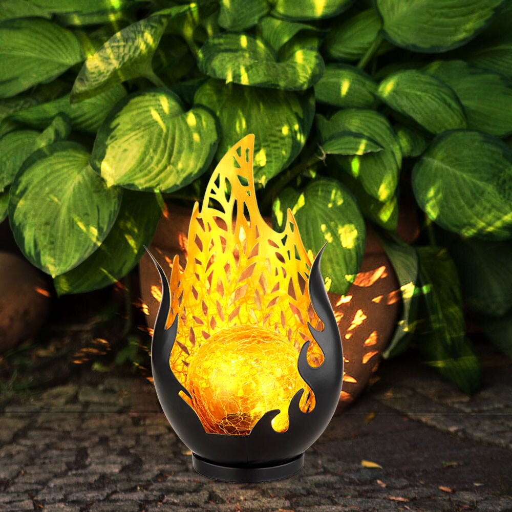 LED Solarleuchte, Wetterfest, schwarz, gold, Akku, H 26,5cm