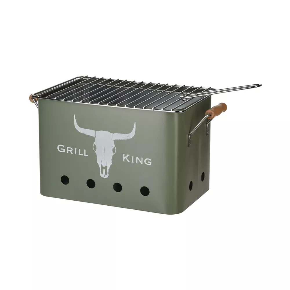 FS-STAR Mini Holzkohle Grill rechteck matt grün
