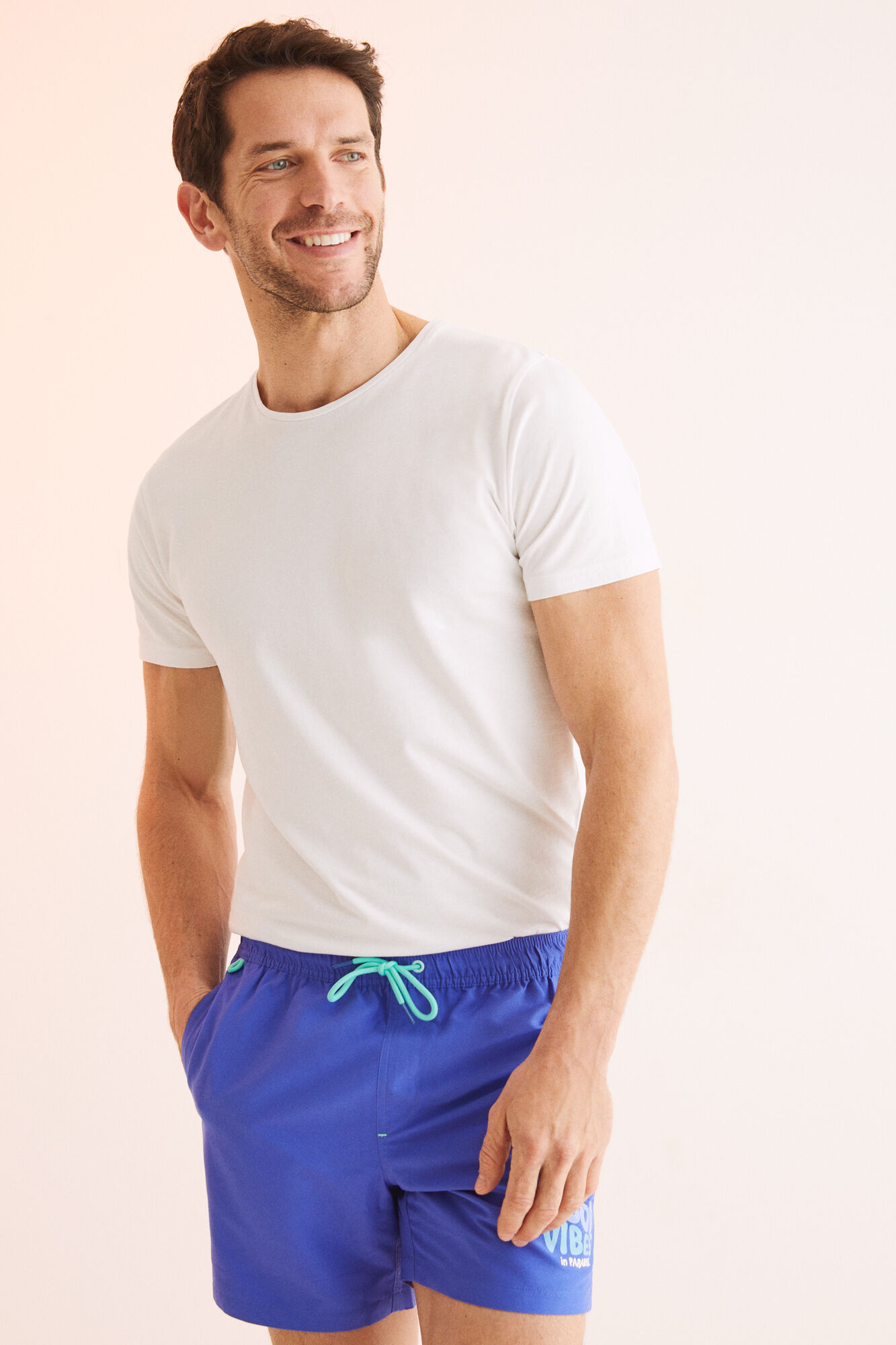Fato de banho masculino azul - estampado