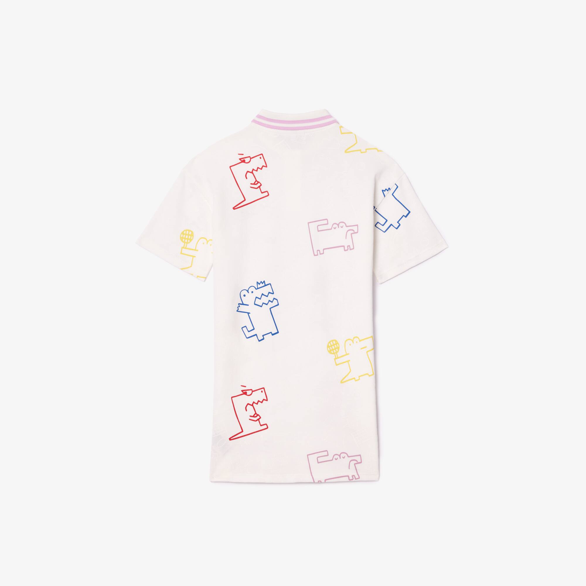 Robe en mini piqué imprimé crocodile en coton Pantalons & Robes - Blanc - Lacoste - Fille