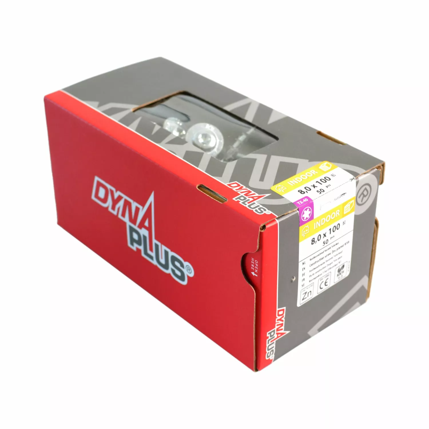 DynaPlus 0286.01.51201 Houtbouwschroef - Tellerkop - Deeldraad - Verzinkt - TX30 - 6.0 x 160/80mm (50st)