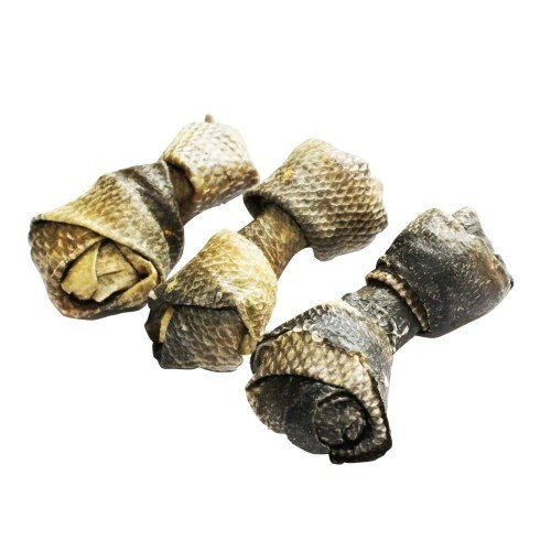Petiscos grandes de pele de salmão natural para cães, sabor salmão.