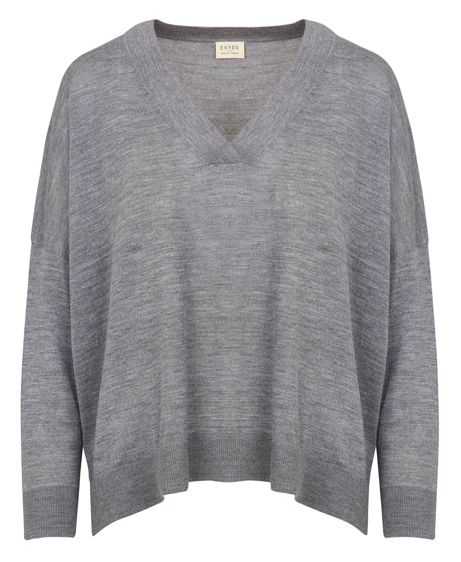 MAKO - Pull ample col V en laine | Gris