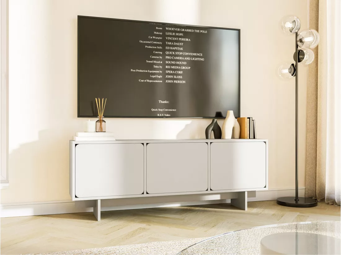 Meuble TV 3 portes - 150 cm - Grège - WUWU