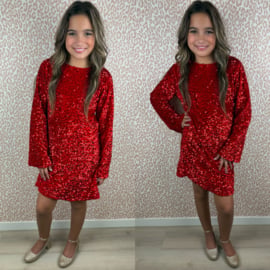 Red paillet & bow dress
