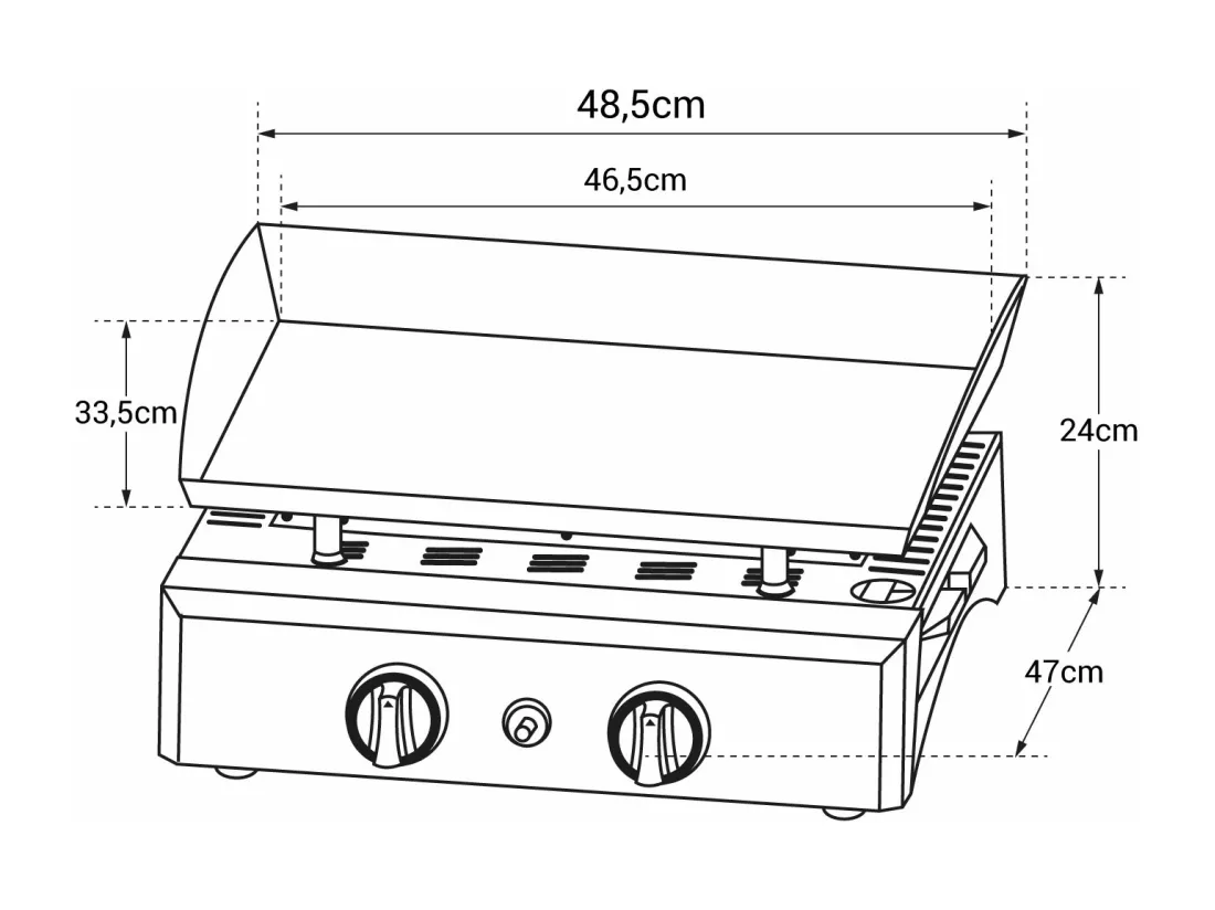 Plancha au gaz MALA - 2 brûleurs 5kW - HAPPY GARDEN