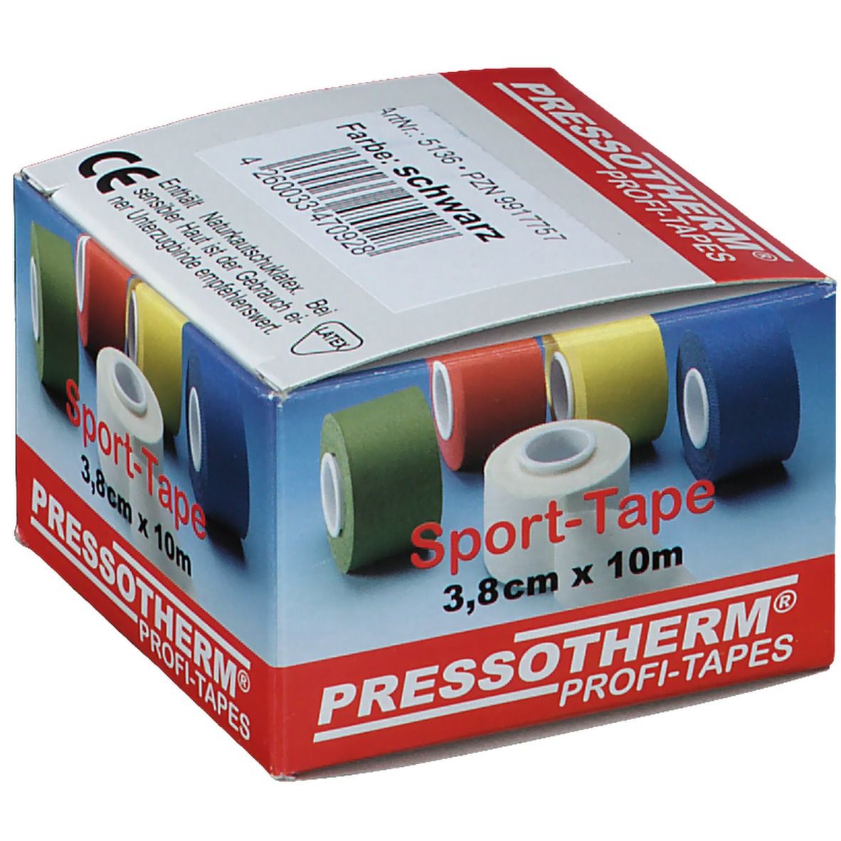 Pressotherm® Sport-Tape 3,8 cm x 10 m schwarz