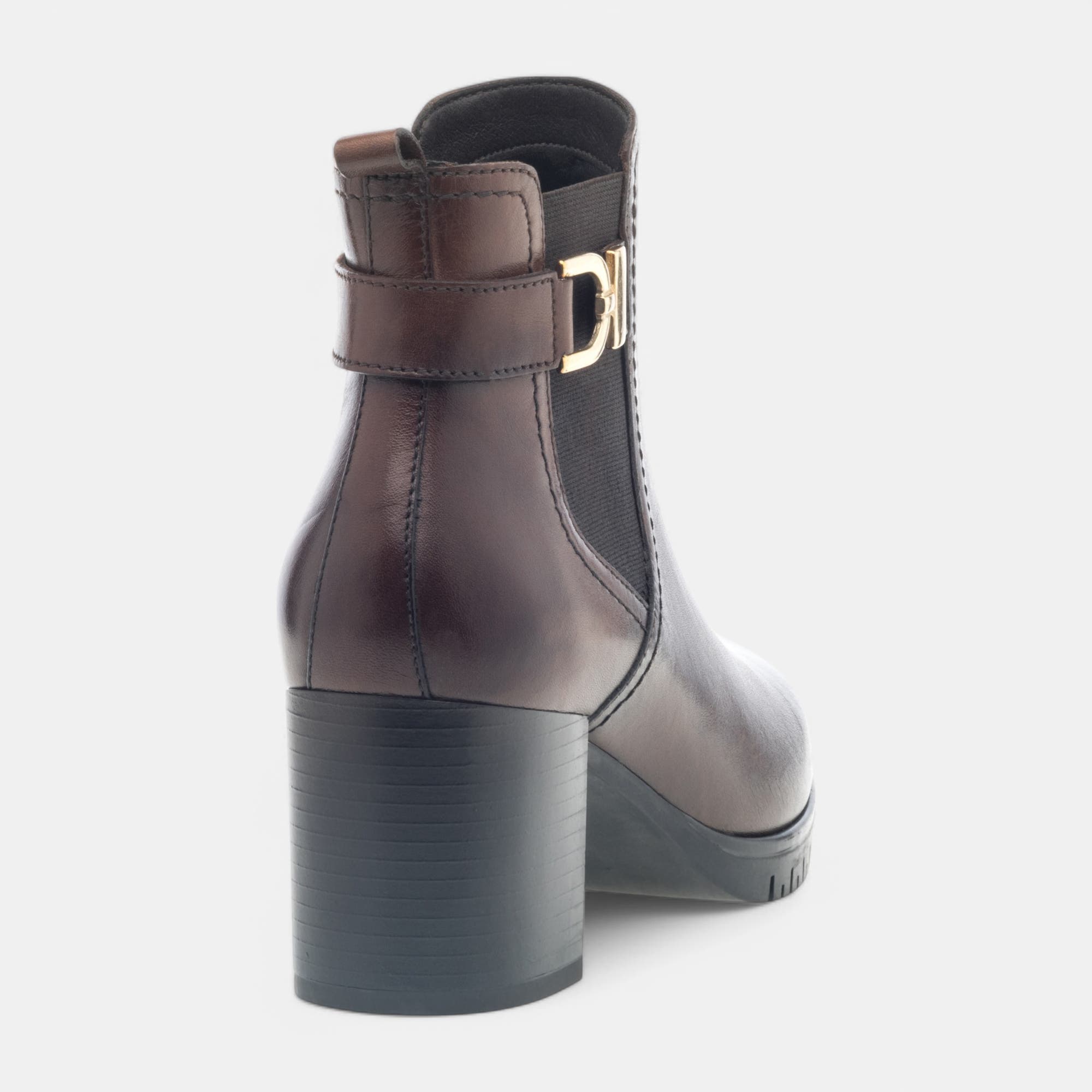 Bottines à talon Femme en cuir marron