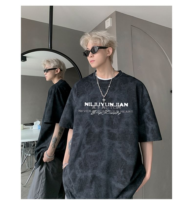 Dandyluxe - T-shirt met korte mouwen, ronde hals en tie-dye print