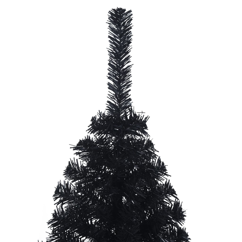 Kunst halve kerstboom met standaard, zwart, 120 cm, PVC