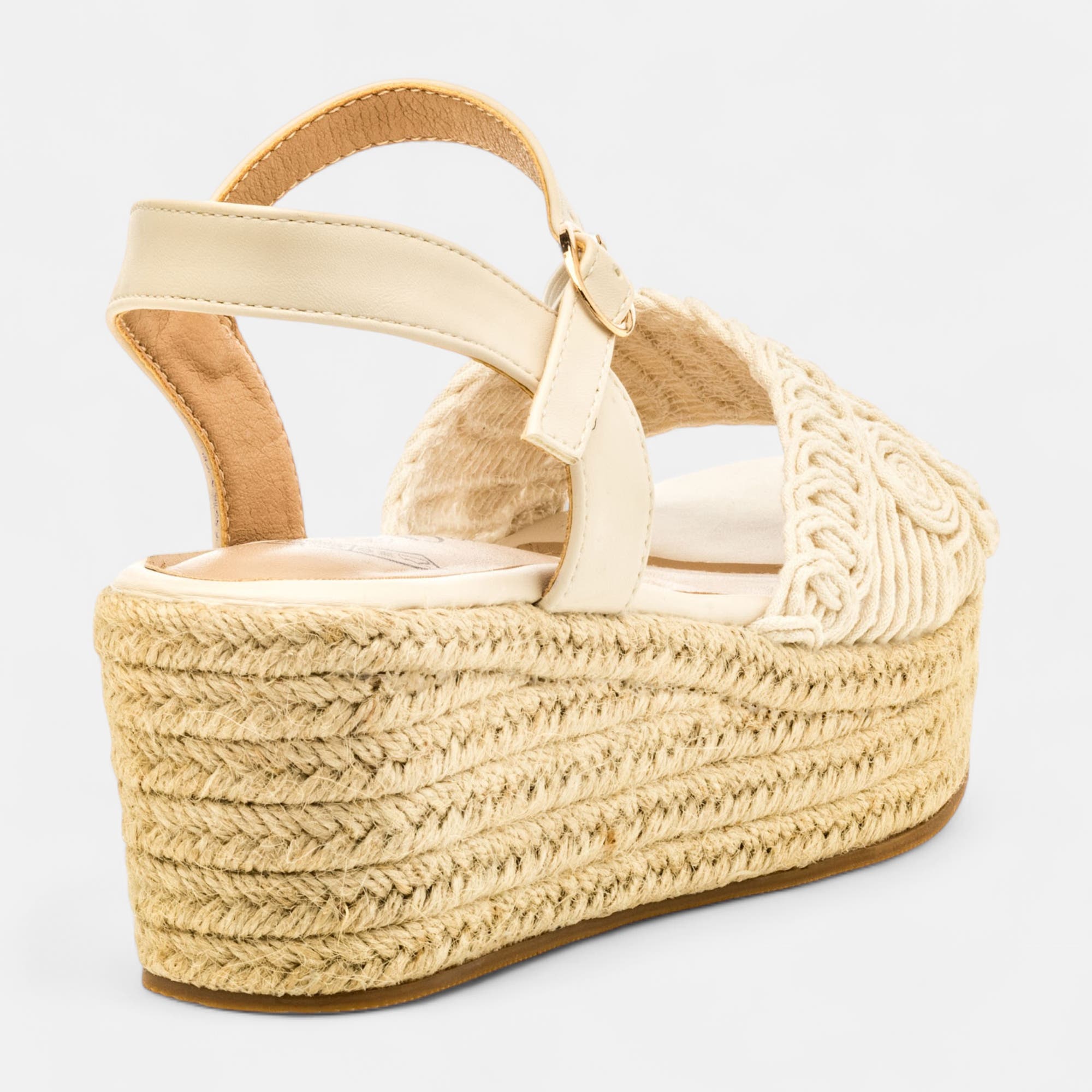 Espadrilles à talon compensé Femme beige