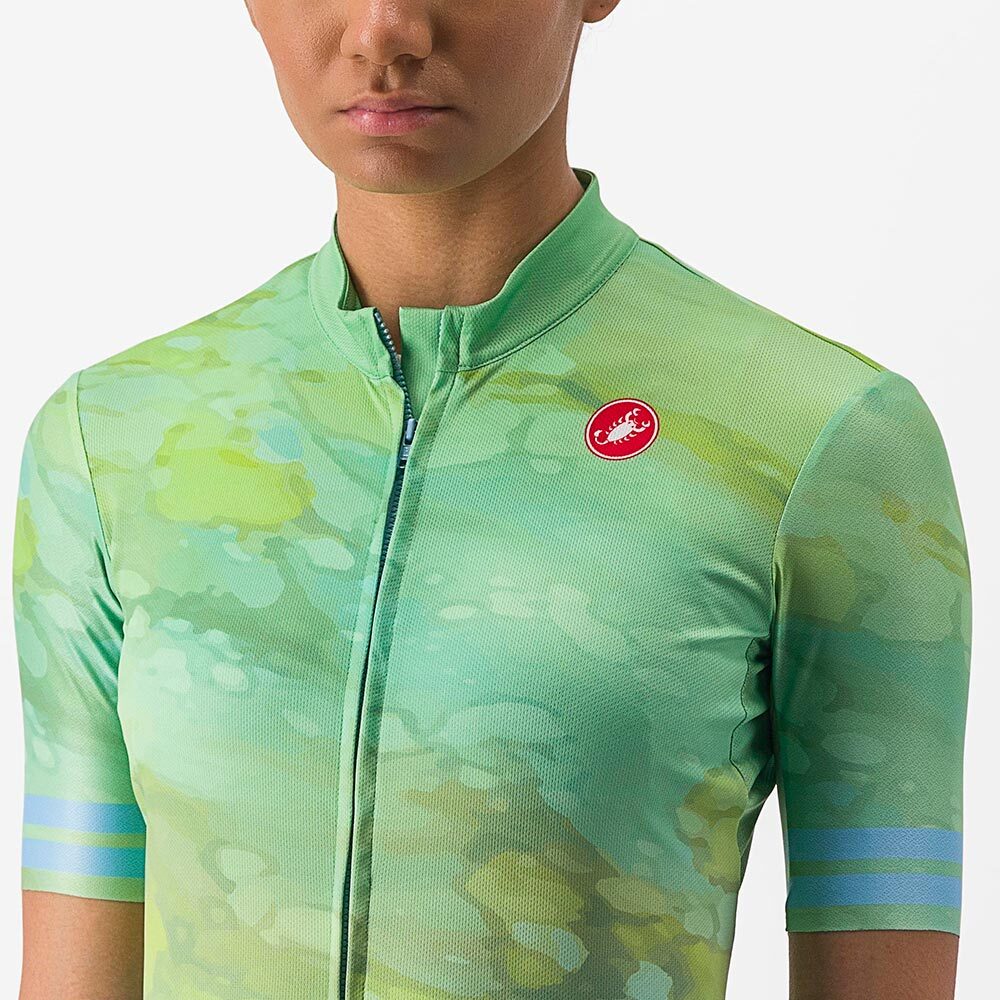 Castelli Marmo Fietsshirt Korte Mouwen Groen/Blauw Dames