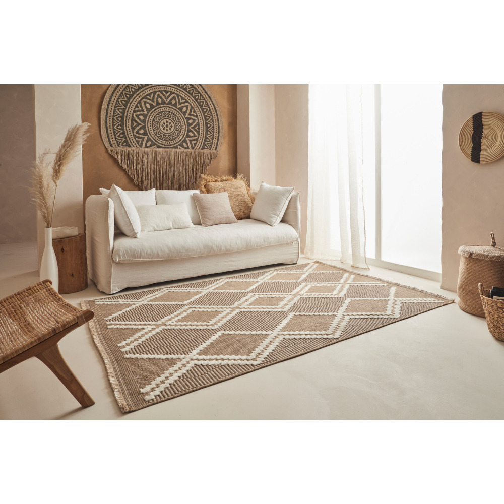 Tapis intérieur extérieur aspect jute marron tulum 9048 290 x 200 cm
