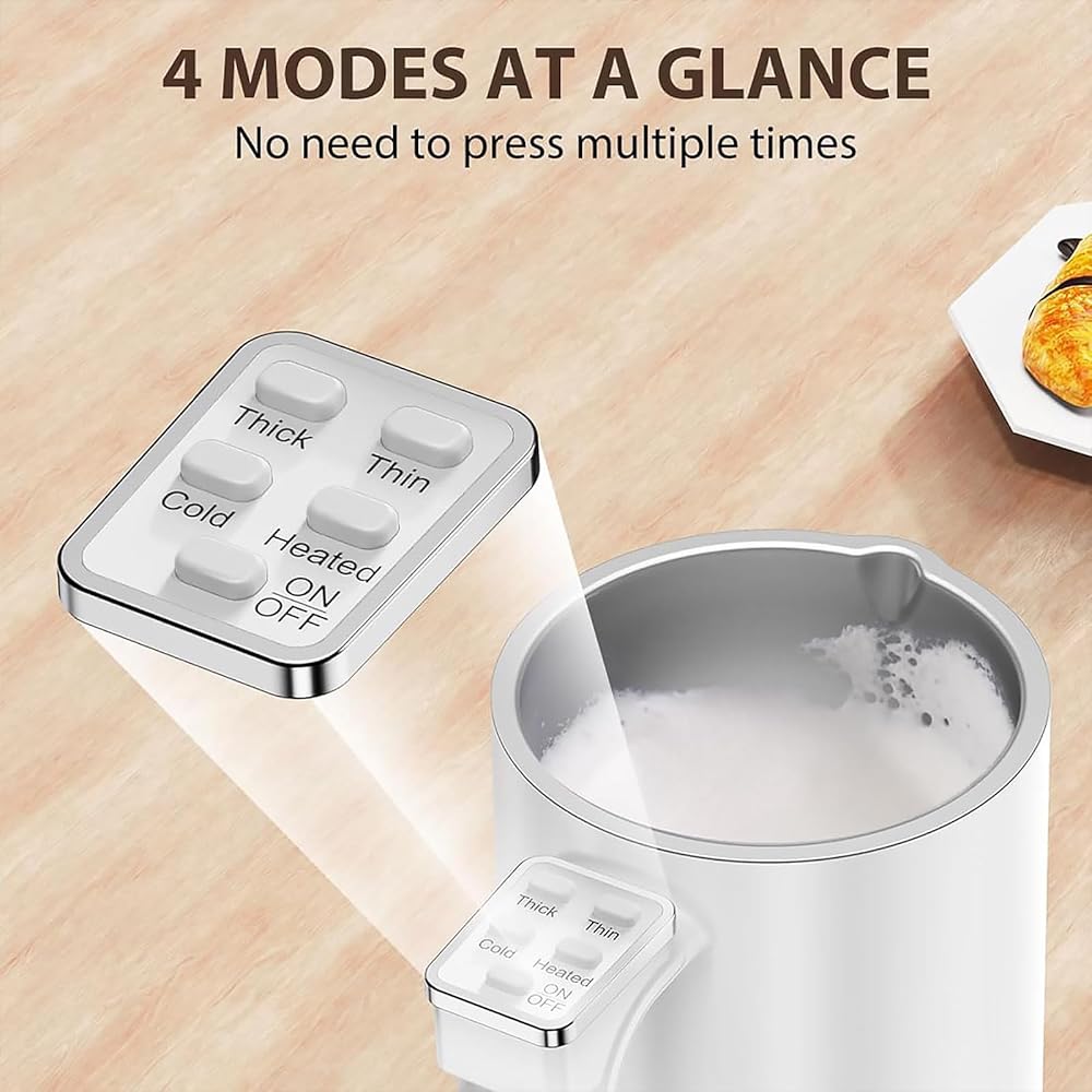 Mousseur à Lait électrique, cuiseur Vapeur et Chauffage de Grande capacité de 350 ML avec 4 réglages de Lait, Facile à Nettoyer, Machine électrique à Mousse de Lait Chaud et Froid de 500 W pour café : Cuisine et Maison